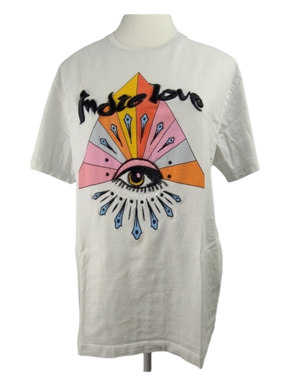 Sandro Paris Indie Love White Embroidered Cropped T Shirt Designer Luxe